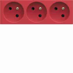 Hager - Drievoudig stopcontact gallery kabelkanaal 2P+A 16A rood - WXF423R