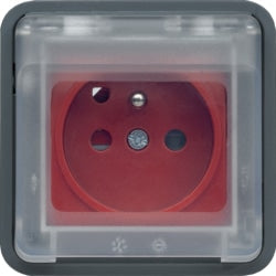 Hager - Grijs stopcontact cubyko polariseerbaar, 16 A - 250 V, 2P + A, quickconnect - WNA105