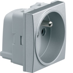 Hager - Systo stopcontact 2 P + A 16A, QC, titanium - WS100T