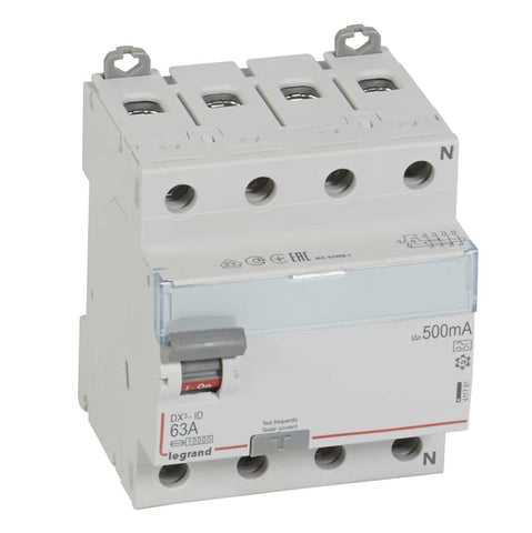 Legrand - Diff schak DX³ 4P 500mA 63A Type A - 4 modules - 411791