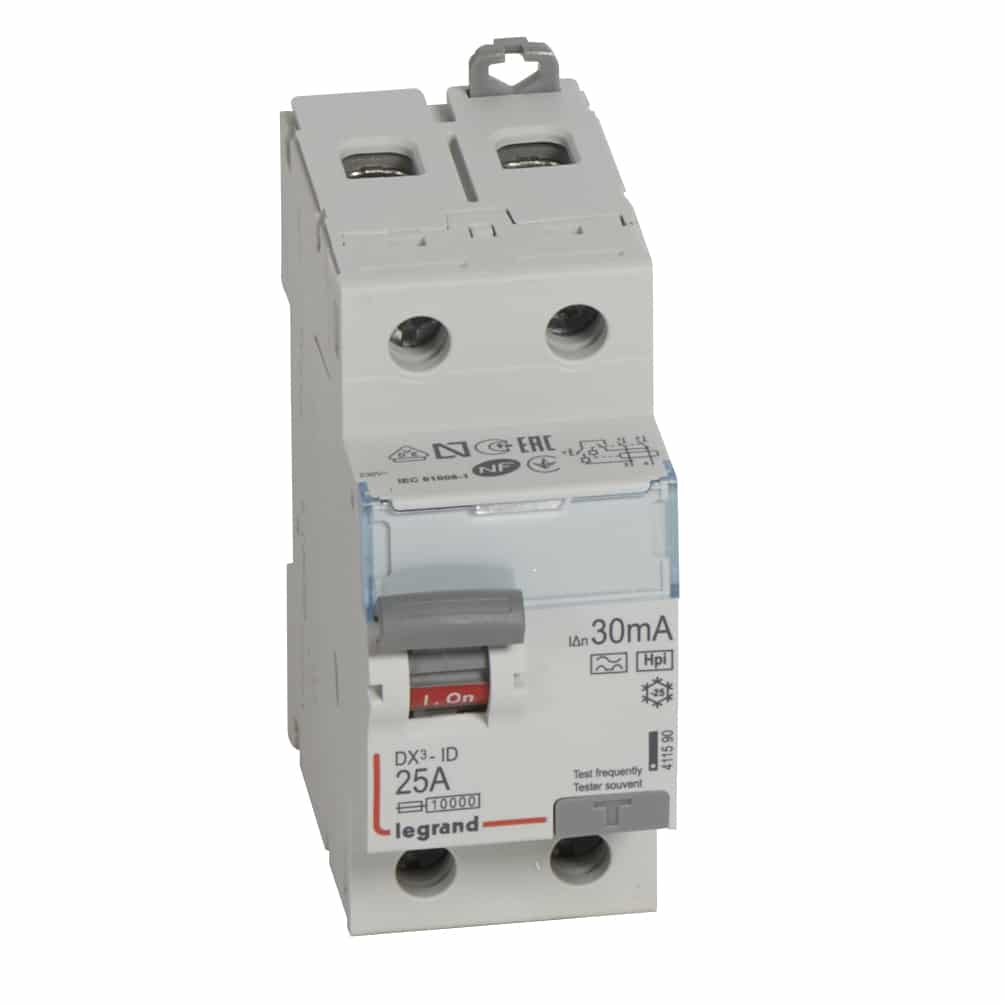 Legrand - Differentieel schakelaar DX³ 2P 30mA 25A Type HPI - 2 modules - 411590