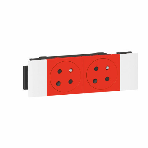 Legrand - Mos.Link Stopcontact 2x2P+A vl.pol. 45°-soluclip-4 mod-rood - 077122L