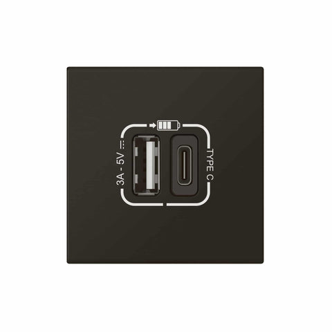 Legrand - Mos.Link USB lader A+C-3A-15W 2 mod zwart - 079193L