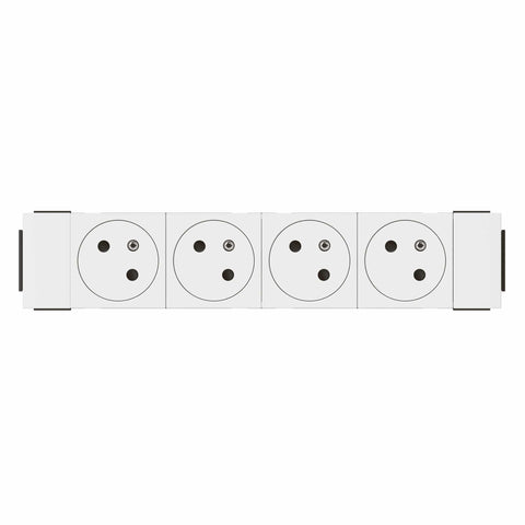 Legrand - Mosaic Link Stopcontact 4x2P+A -vlak- soluclip 8 modules wit - 077104L