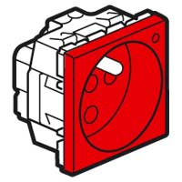 Legrand - Mosaic Stopcontact 2P+A +verklikker 10/16A 250V 2 mod. rood polar - 077115