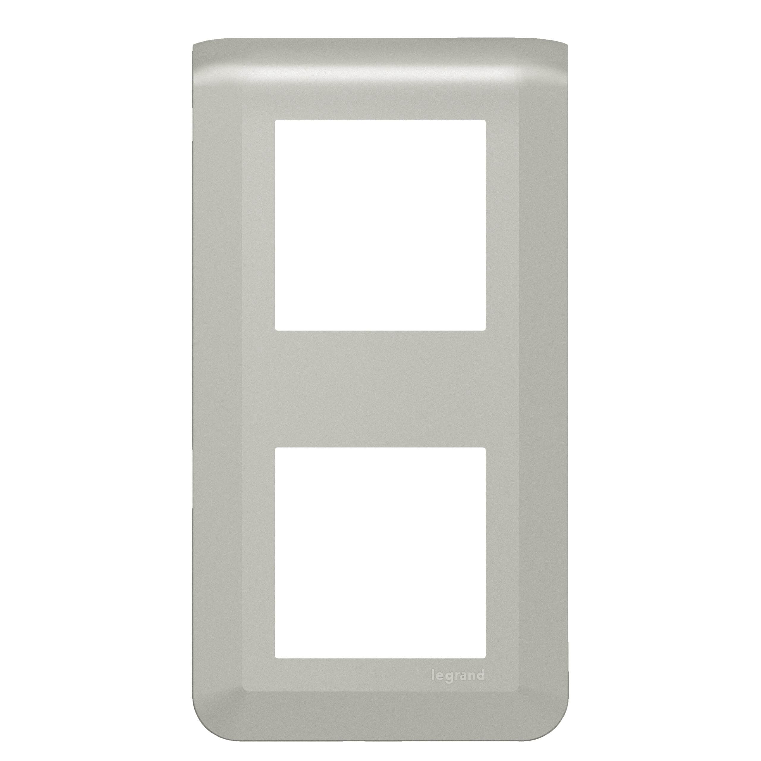 Legrand - Mosaic afdekpl. 2x2 mod alu 71 verticaal - 079322L