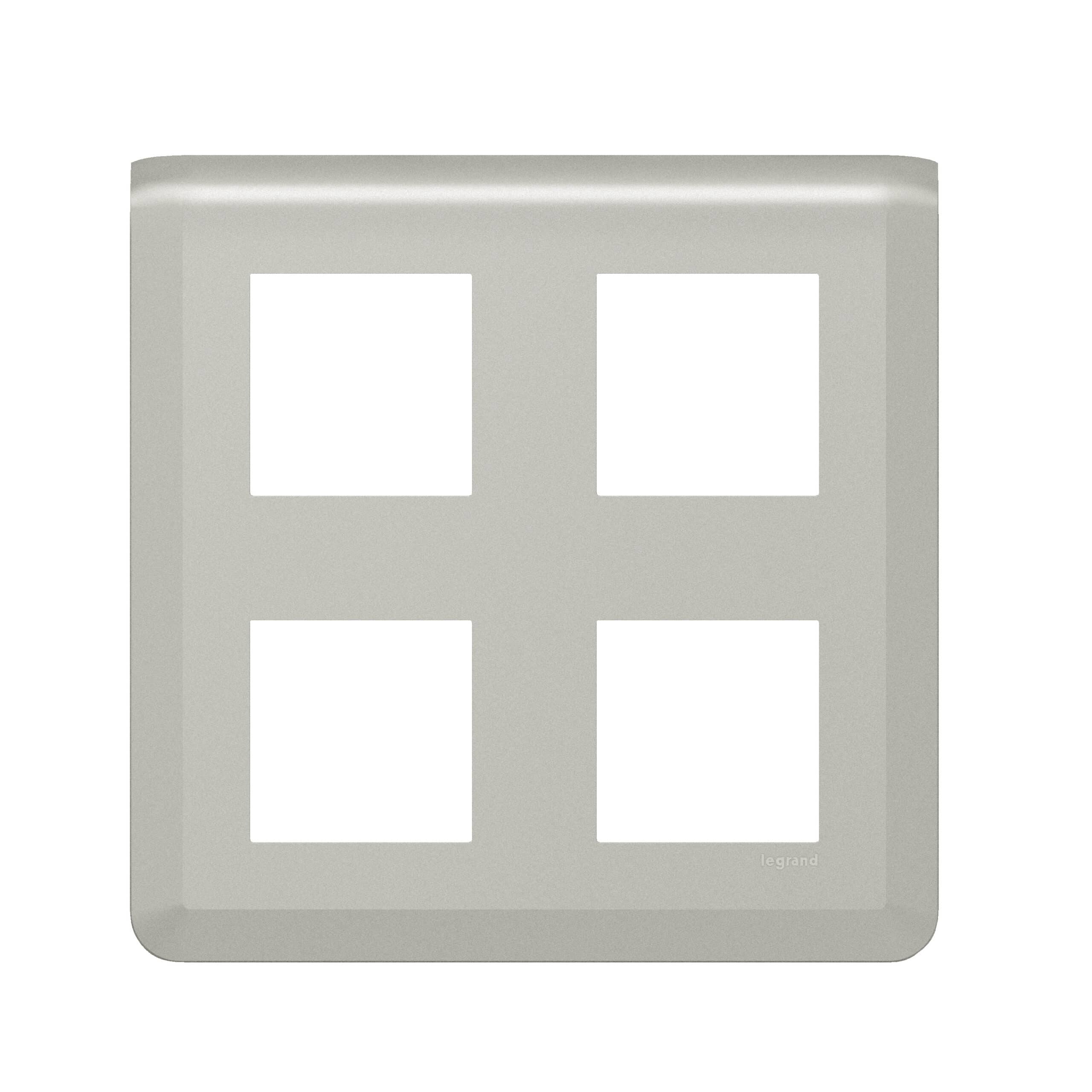 Legrand - Mosaic afdekpl. 2x2x2 mod alu horizontaal - 079338L