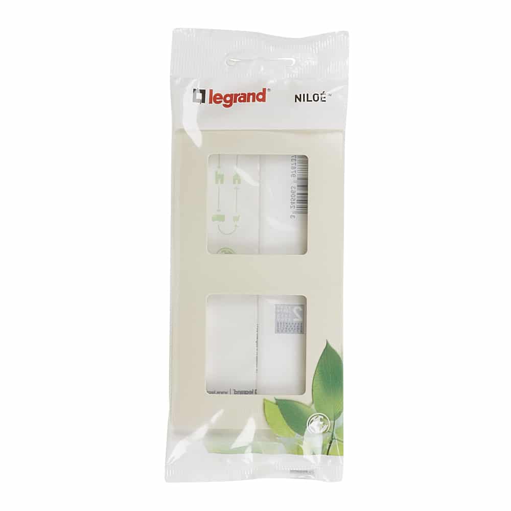 Legrand - Niloé DIY dubb. afdekpl. crème vert./ horiz. hartafst. 71mm - 397873