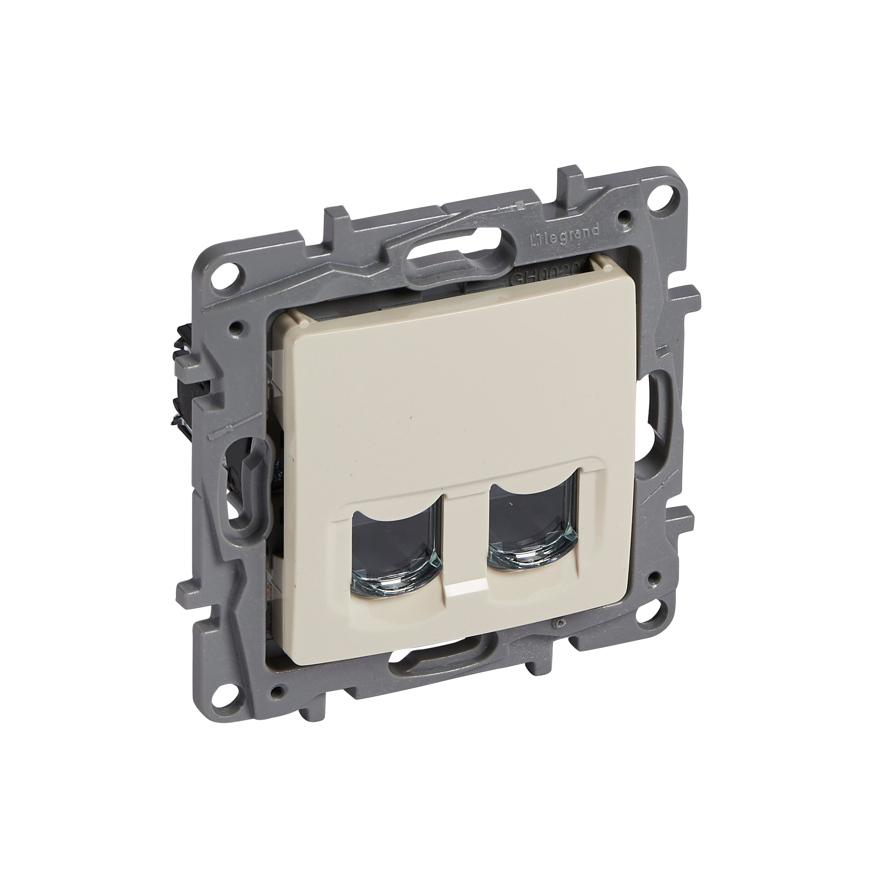 Legrand - Niloé dubb.RJ45 ctdoos cat. 6 UTP crème met spankl. - 664674