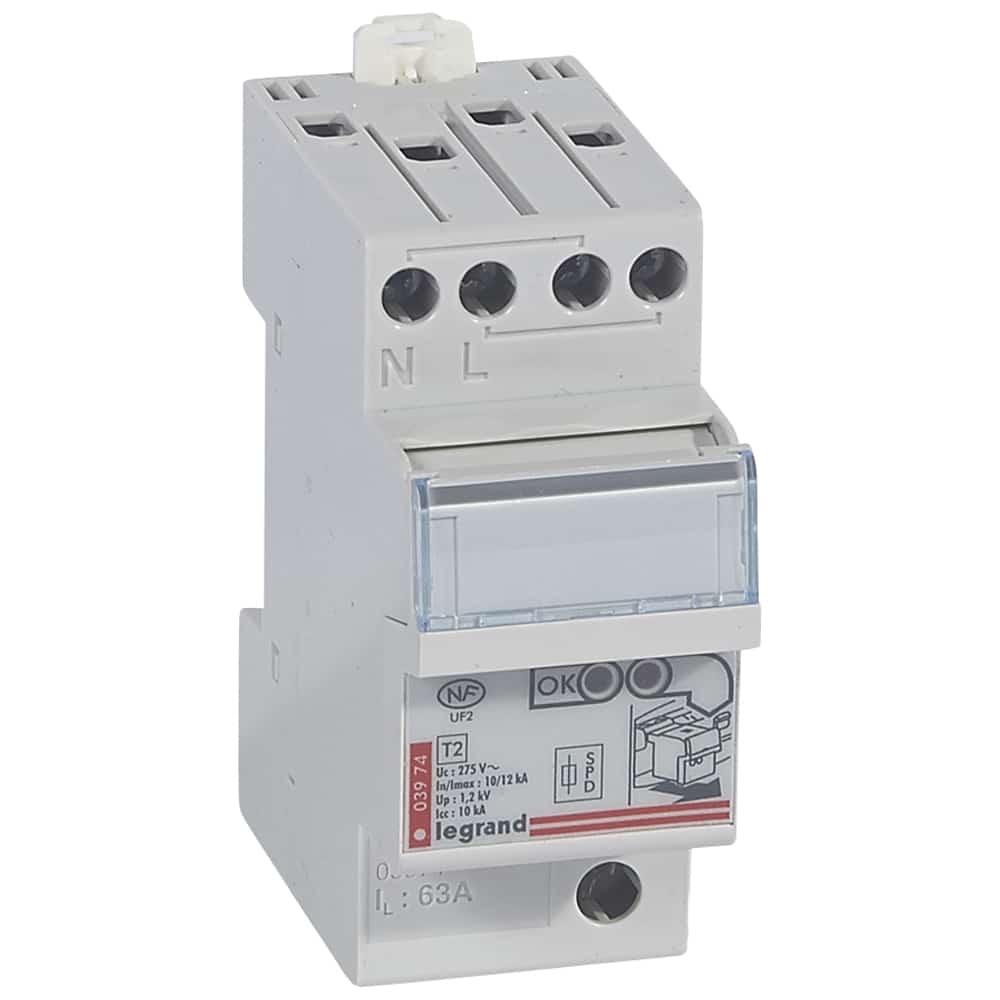 Legrand - Overspan. T2+T3 beveiligd 1P+N Icc 10 kA - 1.2 kV - 2 mod. - 003971