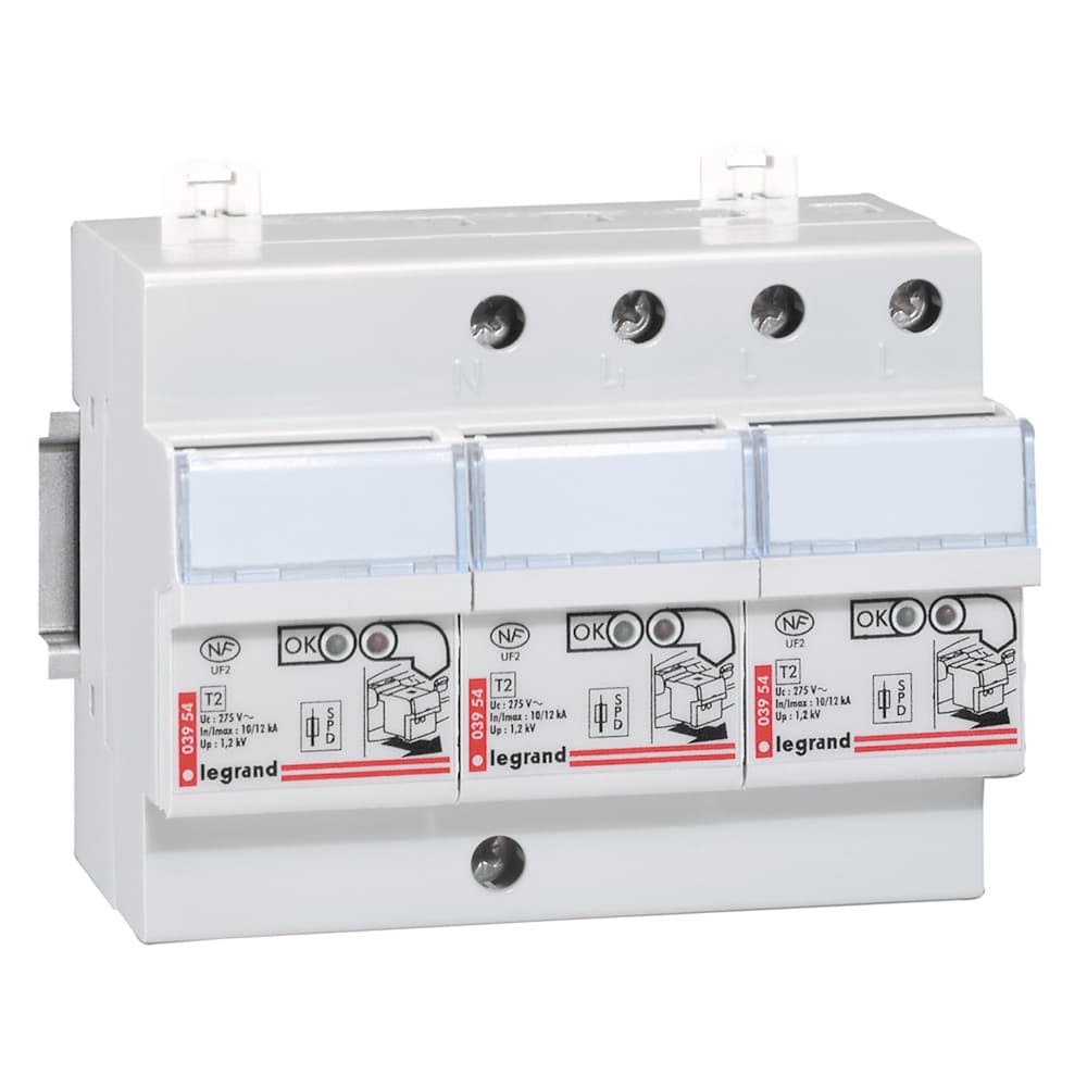 Legrand - Overspan. T2+T3 beveiligd 3P+N Icc 4.5 kA - 1.2 kV - 6 mod. - 003953