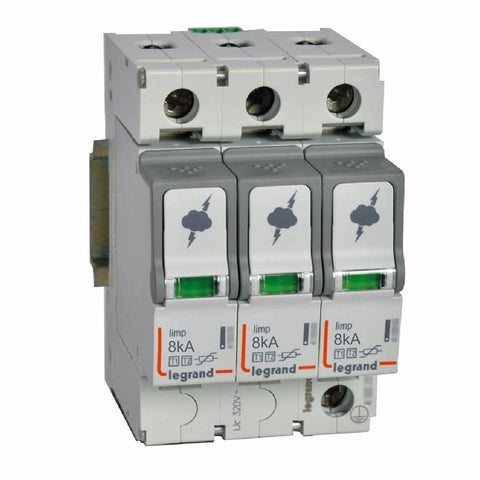 Legrand - Overspann. T1+T2 - 3P - 8kA 1.3kV - Uc 320V - 3 modules - 412252