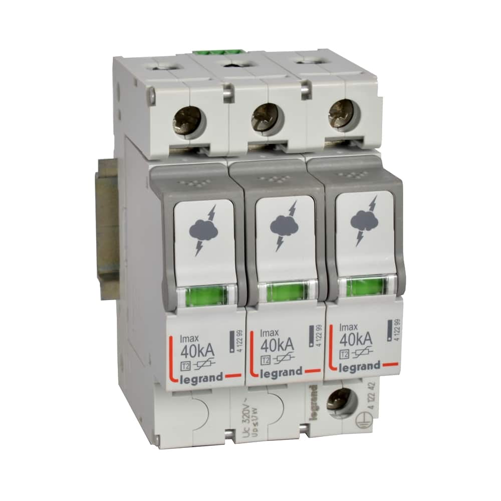 Legrand - Overspann. T2 - 3P - 40kA 1.7kV - Uc 320V - 3 modules - 412242