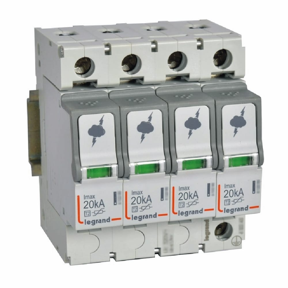 Legrand - Overspann. T2 - 4P - 20kA 1.2kV - Uc 320V - 4 modules - 412223