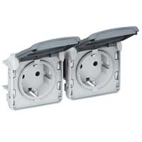 Legrand - Plexo Stopcontact 2x2P+A hor schuko 10/16A 250V samenstelbaar gri - 069576