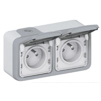 Legrand - Plexo Stopcontact 2x2P+A hor. DIY grijs volledig apparaat - 069912