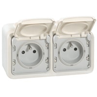 Legrand - Plexo Stopcontact 2x2P+A hor. DIY wit volledig apparaat - 069919