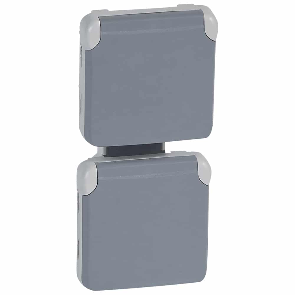 Legrand - Plexo Stopcontact 2x2P+A vert schuk 10/16A 250V samenstelbaar gri - 069577