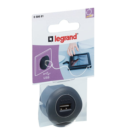 Legrand - USB-adaptor 2P 10A USB 5V 1.5A - zwart - 050681