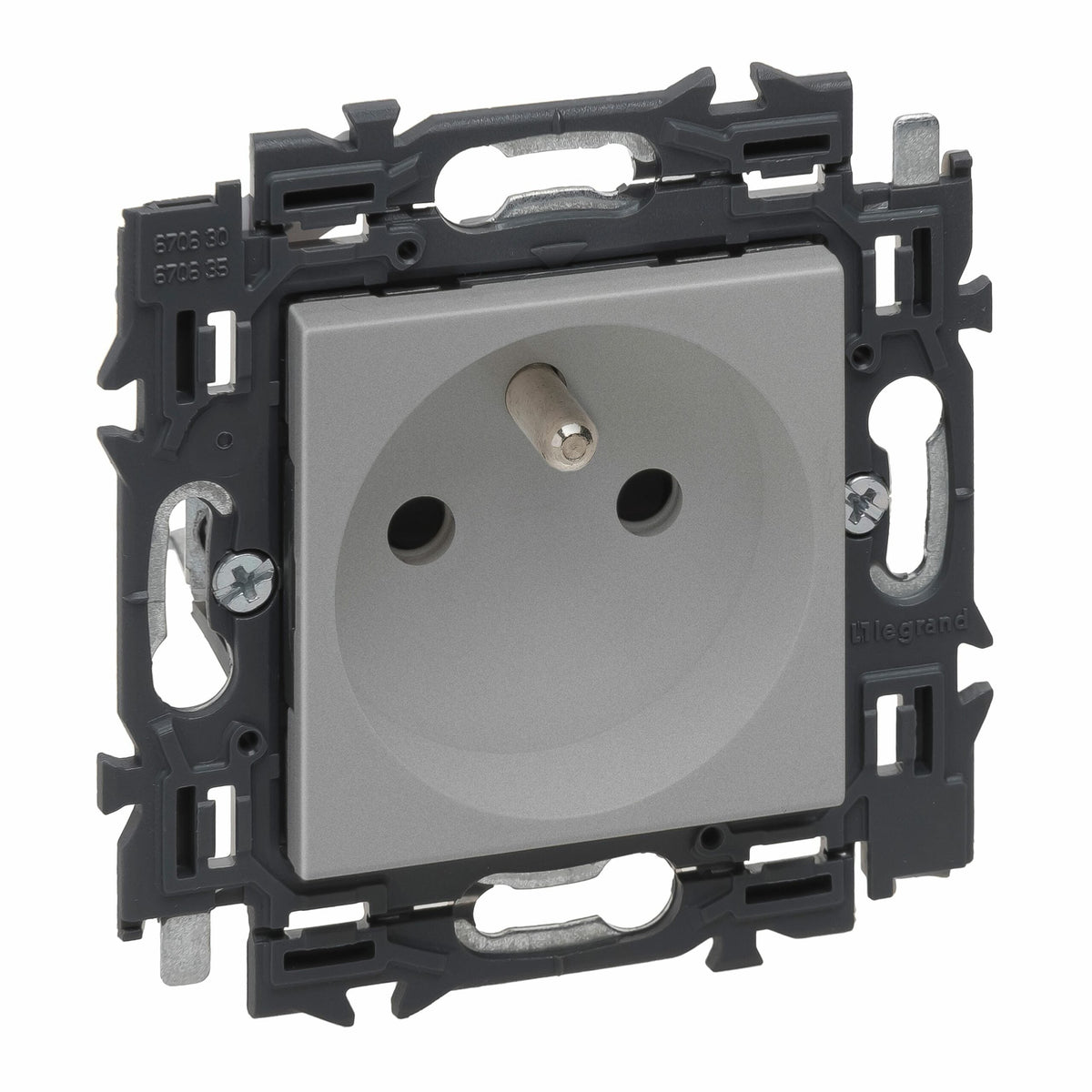 Legrand - Val Stopcontact 2P+A 16A volledig app. alu met spankl. - 741620