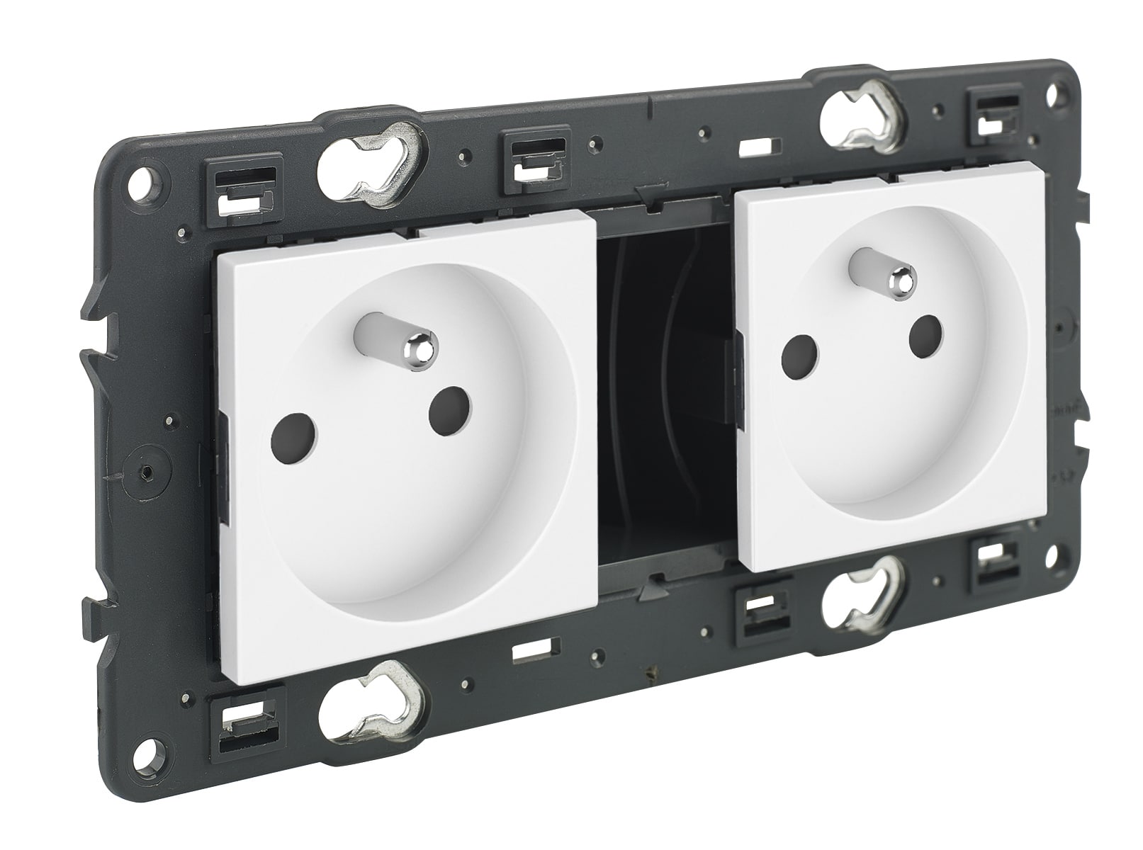 Legrand - Val Stopcontact 2x2P+A voorbekabeld volledig app. wit met schroef - 741522