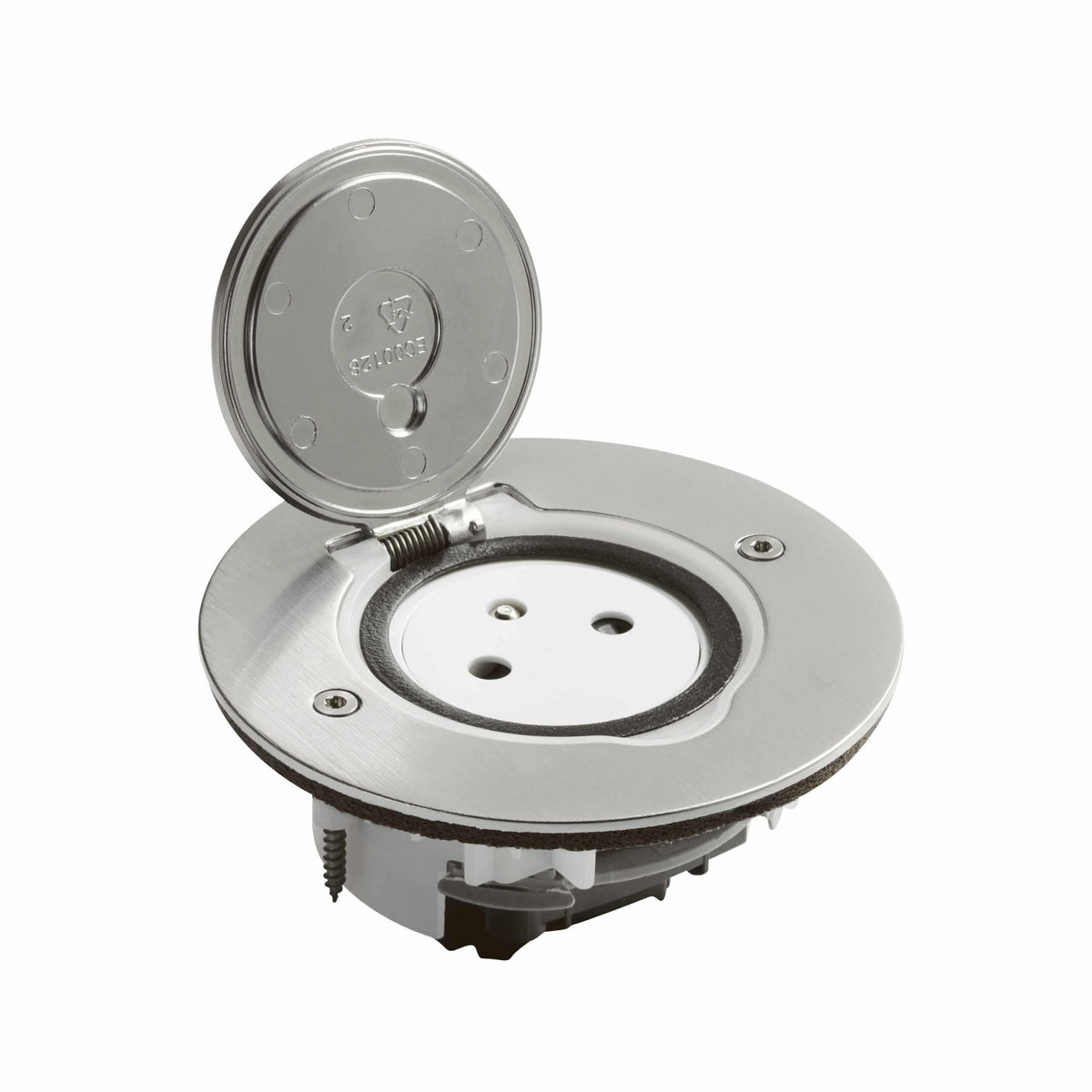 Legrand - VloerStopcontact 2P+A-vlak-rond 2 mod geborsteld inox - 089770