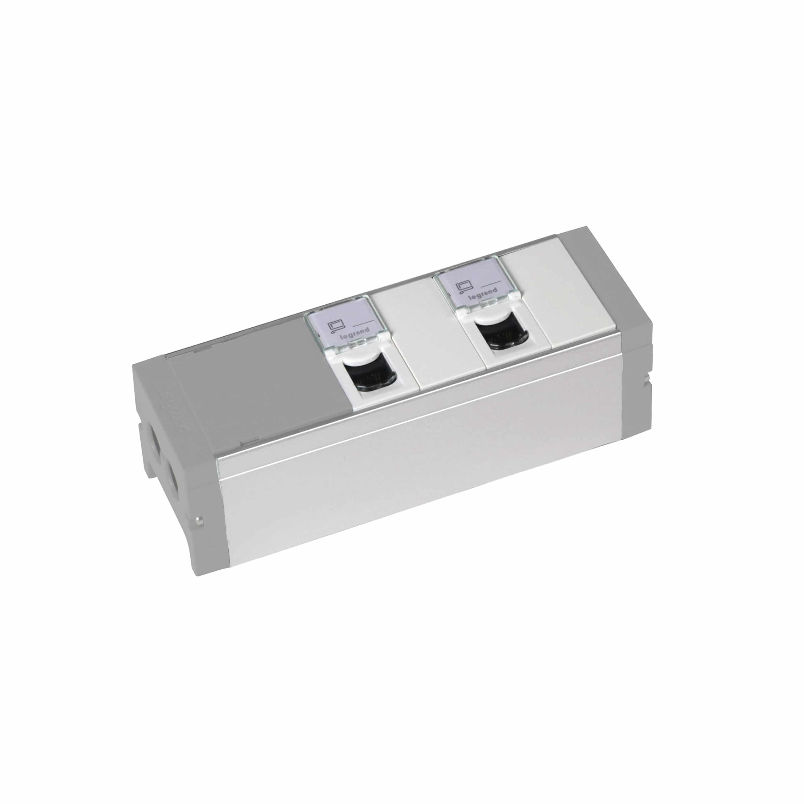 Legrand - Voedingsblok alu - 2 x RJ45 + 2 afsluitpl. - te bekabelen - 073495