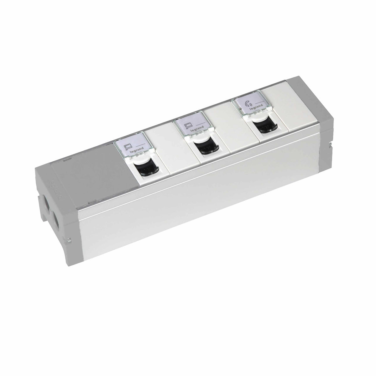 Legrand - Voedingsblok alu - 3 x RJ45 + 2 afsluitpl. - te bekabelen - 073496