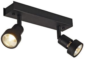 SLV LIGHTING - Puri 2, wand/plafondlamp, GU10 2x50W 230V, zwart - 147370