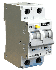 TECO - Differentieelautomaat 2p 10A 30mA 10kA kurve C - FL9102C003A